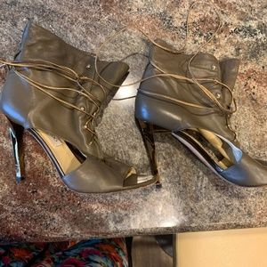 Jimmy Choo wrap around lace up peep toe bootie